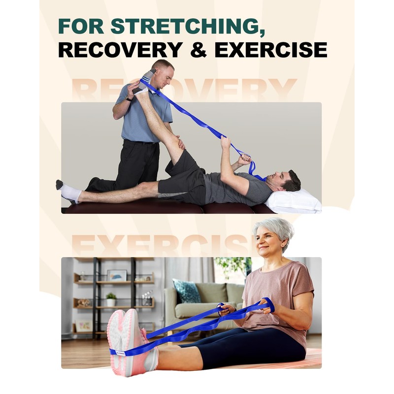 Trideer Non-Elastic Stretching Strap with Loops for Physical Therapy &