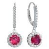 YL Drop Earrings 925 Sterling Silver July Birthstone Ruby Round