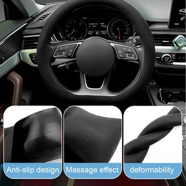 MEXRUMI 1 Piece Steering Wheel Protector 32-47 cm Universal Car Steering Wheel Cover Silica Gel Steering Wheel Cover Non-Slip Steering Wheel Protector Car Accessories Non-Slip Steering Wheel for