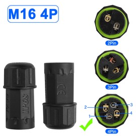 JSADZKJ Waterproof Electrical Cable Connector 4 Pin IP68 Outdoor Cable Waterproof Coupler Support to 3.5-10mm Wire Diameter for outdoor billboards, tunnel lights, street lights 2 Pcs