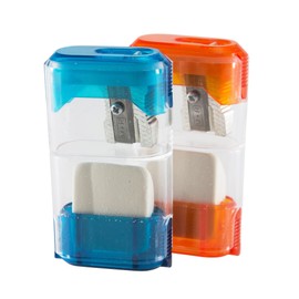 Baumgartens Single-Hole Trap Door Eraser Manual Pencil Sharpener, Assorted