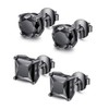 Tarsus Black Cubic Zirconia Earrings Black Stud Earrings for Men