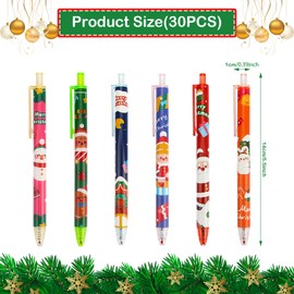 Coicok Pack of 30 Christmas Ballpoint Pens, Retractable Ballpoint Pens, Children, Christmas Tree, Snowman, Santa Claus, Rollerball Pen, Party Bags for Children, Children's Birthday, Christmas Gifts