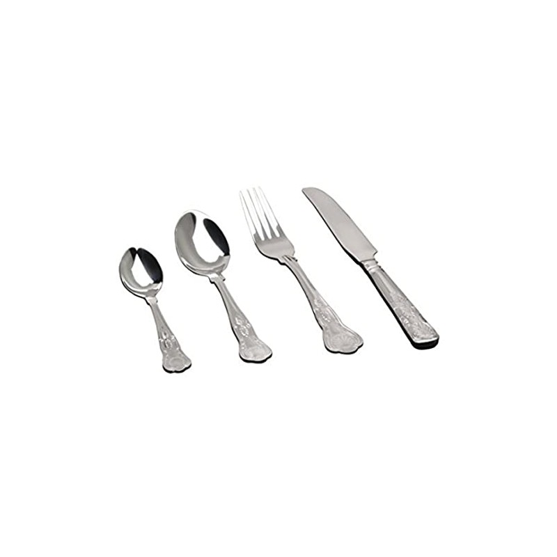Genware TES-KG 18/0 Stainless Steel Kings Pattern Teaspoon, Pack of