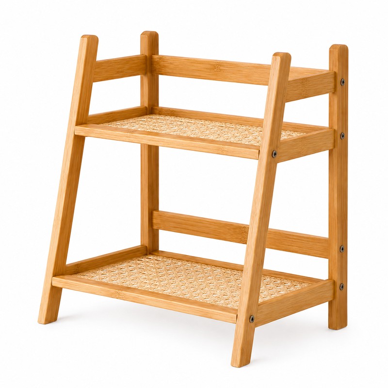 Bamboo Countertop Organizer for Coffee & Kitchen Storage - 2-Tier