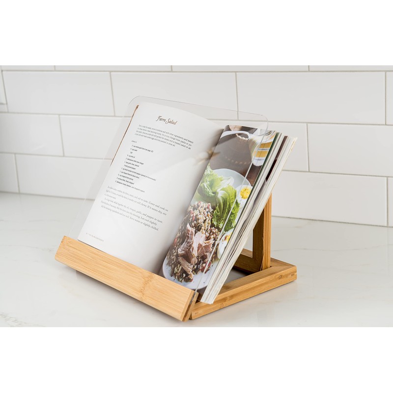 Lipper International 8815 Bamboo Wood and Acrylic Cookbook Holder, 12-1/2"