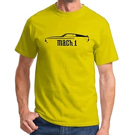 1971 1972 Ford Mach 1 Mustang Classic Outline Design Print Tshirt Medium Yellow