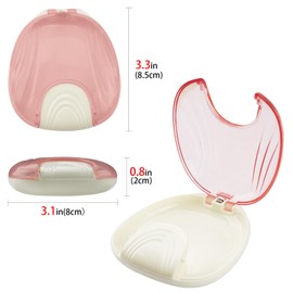 Biiange Retainer Case Box, Denture Case Travel, Denture Container Case with Brush, Portable Denture Case for travel storage box Guard Denture Storage (Pink)
