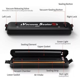 kuled Vacuum Sealer Machine for Food Preservation with 15 Pcs Saver Bags,14.5x3x1.