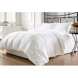 All-Season Medium Weight Down Alternative Patchwork Comforter Hypoallergenic - Plush Microfiber Fill - Duvet Cover Insert with Conner Tab (White, King)