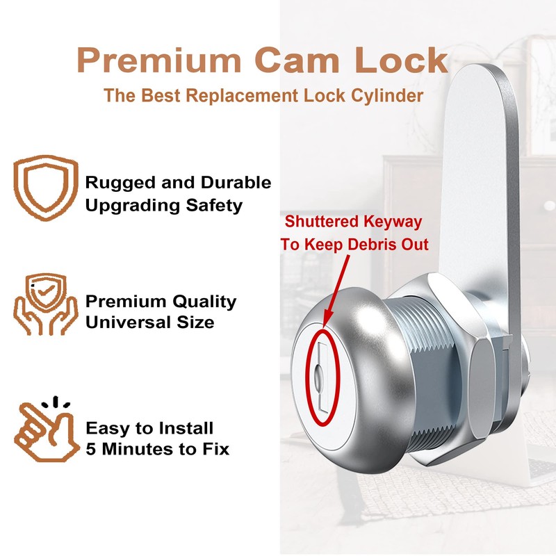 Hecfu 6 Pcs Toolbox Lock with Keys, 1-1/8" Cam Locks