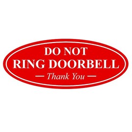 All Quality Letrero ovalado con texto en inglés "Do Not Ring Doorbell", color rojo, pequeño