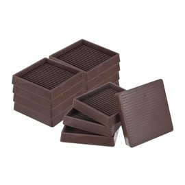 M METERXITY 12-Pack Furniture Coasters Cups, 3" Square Rubber Anti Slide Floor Protector Pads for Sofa Chair/Piano Stopper, Furniture Caster Leg Non Slip Feet Cups [Brown]