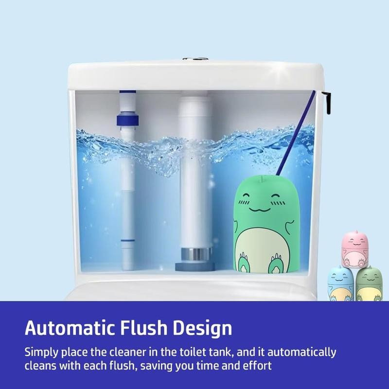 Toilet Bowl Cleaner, Cute Dinosaur-Shaped, Long-Lasting & Automatic，Ocean, Jasmine, Peach