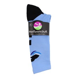 Swimmer Logo Athletic Crew Socks (Columbia Blue/Black, Medium)