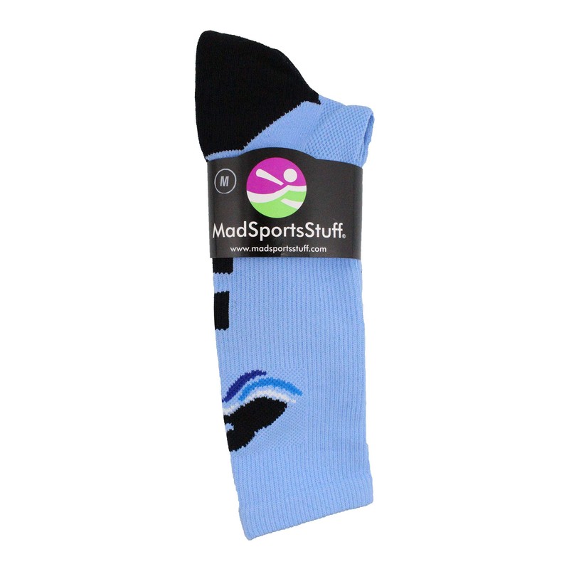 Swimmer Logo Athletic Crew Socks (Columbia Blue/Black, Medium)