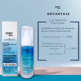 Dewy-Skin Novanta10 Gesichtsserum 90% Biofermentiertes Haferwasser - 10% Hyaluronsäure und Arganöl - Naturkosmetik - Intensive Feuchtigkeit - No-Age-Behandlung