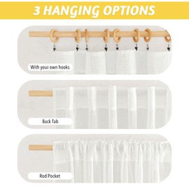 NICETOWN Linen Ivory Curtains 84 inches Long, Rod Pocket & Back Tab Semi Sheer Curtains & Drapes Privacy with Light Filtering Window Treatments for Bedroom/Living Room, W52 x L84, 2 Panels