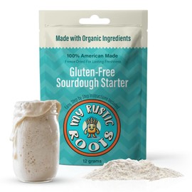 MY RUSTIC ROOTS Gluten Free Sourdough Starter Culture – All Natural & Organic Sourdough Bread Starter - Beginner Friendly - Perfect for Baking Delicious Homemade Artisan Bread, Pizza & More - 12g