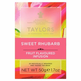 Taylors of Harrogate Sweet Rhubarb, Herbal Tea, Individually Wrapped Bags, 20 Count (Pack of 6), Vibrant, Refreshing and Sweet, Caffeine-Free, Enjoy Hot or Iced, 120 Teabags