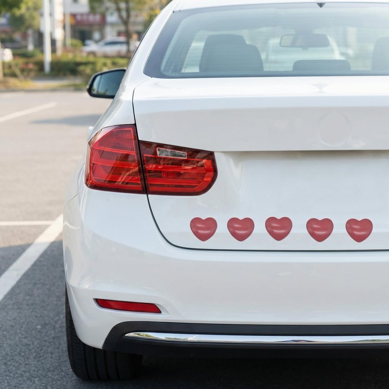 5 Pack Car Stickers Heart Metal Auto Exterior Adhesive Badges