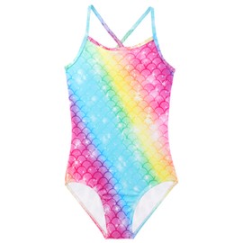Mermaid Bathing Suit for Girls Summer One Piece UPF 50+ Quick Dry Beach Swimwear Mermaid Swimsuit for Girls 7-8