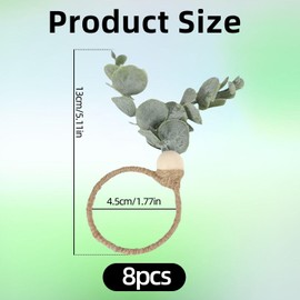 8 Pieces of Simulated Plant Napkin Rings, Table Decoration, Bohemian Style Napkin Rings, Ele Napkin Rings