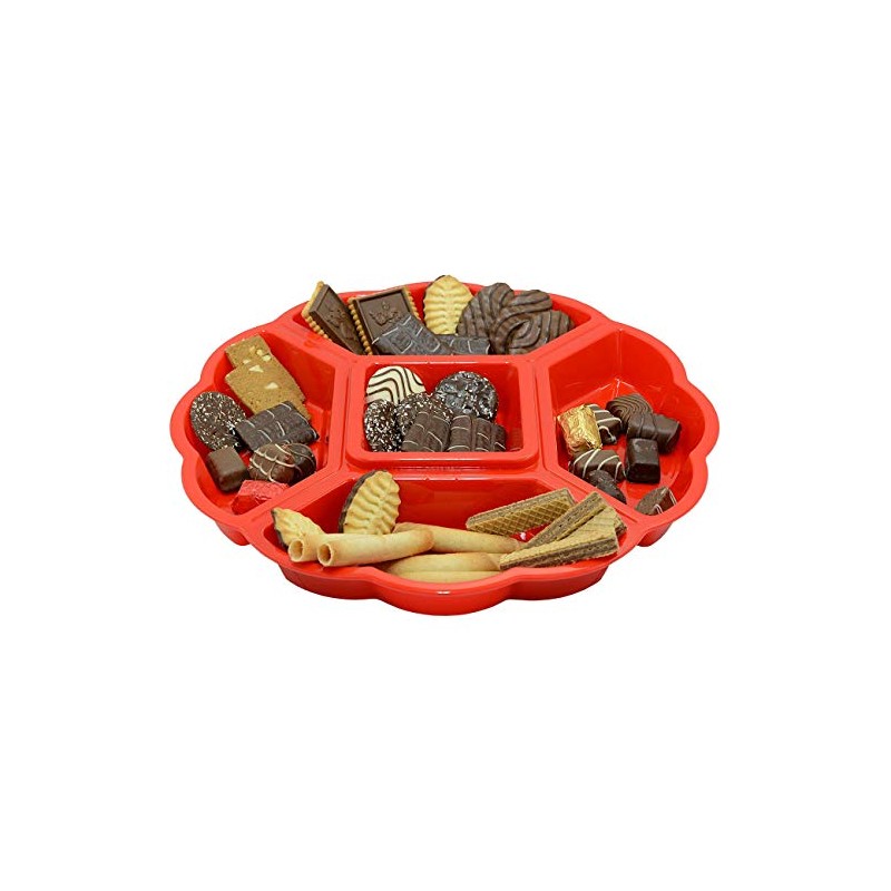 3x Serving Platter Snack Bowl Plastic Appetiser Divider 5 Compartments