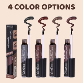 2Pcs Tattoo Eyebrow Gel, 24 Hour Long-Lasting Eyebrow Peel Off Tint, Waterproof Sweatproof Peel Off Brow Tint Tattoo Brow Gel, Easy to Peel Off Tattoo brow (04# Dark Brown)