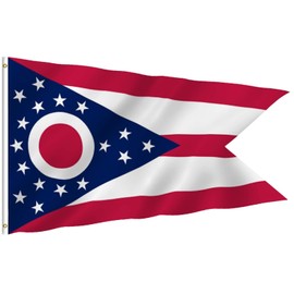 Anley Fly Breeze 90 x 150 cm Bandera Poliéster Estado Ohio - Colores Vivos y Resistentes a Rayos UVA - Bordes Reforzados con Lona y Doble Costura - Estado Ohio OH Banderas con Ojales de Latón