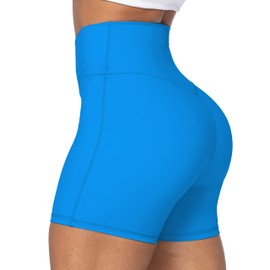 Sunzel Softmax Crossover - Pantalones cortos para mujer, sin costuras frontales en V, cintura alta para yoga, entrenamiento, gimnasio, con control de abdomen, Azul French, S