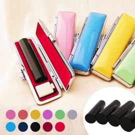 Hankoya Daisho Black Water Buffalo with Core Seal ST Kirara Seal Case Set with Vermilion 10.5mm 12mm Choose from Hanko Seal Case Set (12mm)