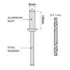 SKIR'CO (Pack of 50) Aluminium Blind Rivets 5.0 x 10