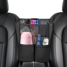 FLORICH Organizador de coche de almacenamiento entre asientos, organizador de asiento de piel entre asientos, consolas automotrices y organizadores de almacenamiento de coche