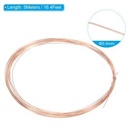 PATIKIL 16.4 Feet Solid Bare Copper Wire, 27 Gauge 99.9% Pure Copper Wire 0.4mm Soft Beading Wire Metal Plant Stem Ties for Jewelry Craft (5m)