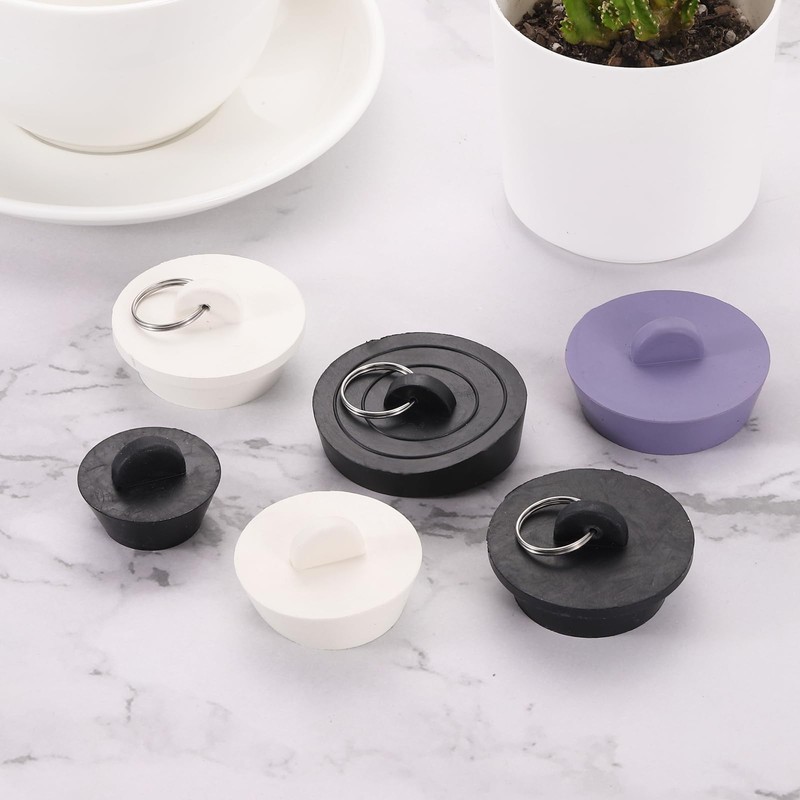 sourcing map 2pcs Rubber Drain Stopper with Hanging Ring, Bathtub
