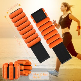 Wrist & Ankle Weights for Women, Wearable Strong Arm & Leg Weights Set of 2(1Lbs Each), Adjustable Ankle Weights for Walking, Yoga, Dance, Barre,Gym,Exercise,Pilates,Walking Running (orange)