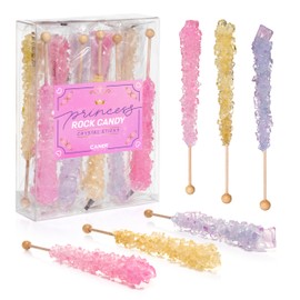 Candy Envy - Princess Rock Candy Sugar Sticks - 10 Individually Wrapped - Gold, Lavender, Light Pink Party Favors