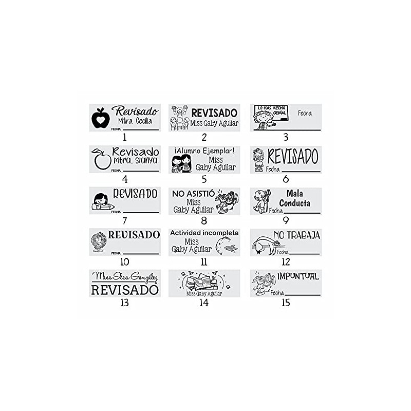 Sello autoentintable 1.8x4.7cm, didáctico para maestros, personalizado