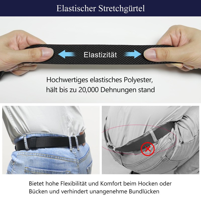 LionVII Elastic Ratchet Belt with Automatic Buckle, Adjustable and Stretchable,