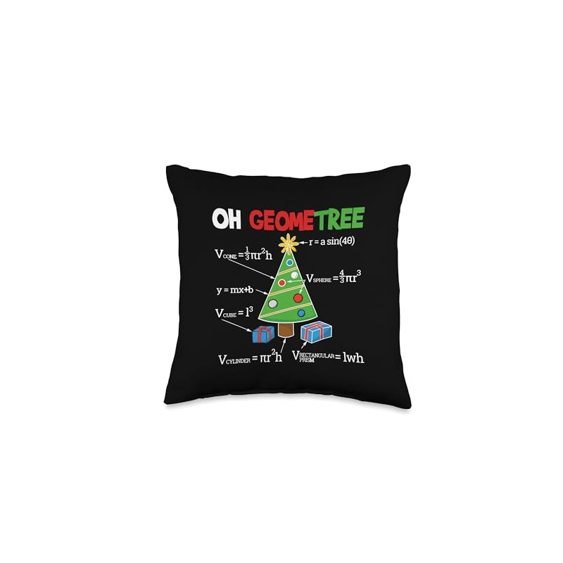 Oh Geometree Funny Christmas Tree Geometry Math Teacher Throw Pillow