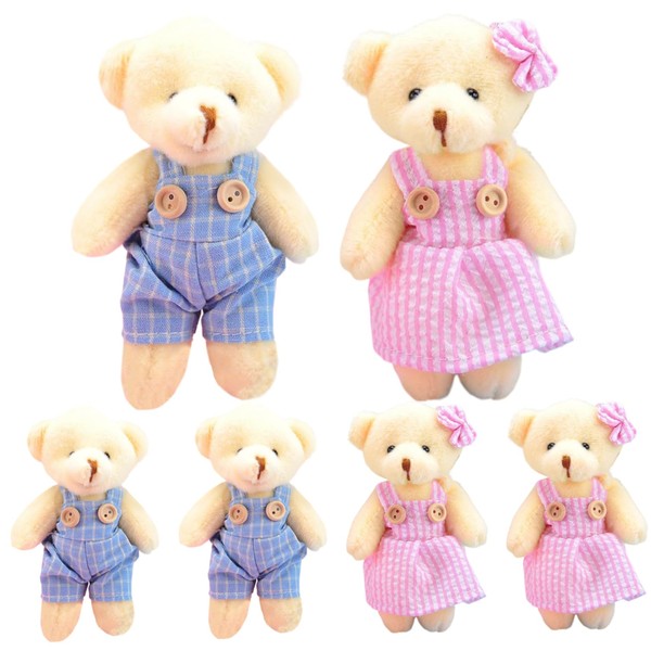 6Pcs Teddy Bear Keychain, Cute Bear Stuffed Animal Keychain with