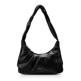 Vulkitty Small Shoulder Bag Women's Hobos Bag Dumpling Handbags for Women PU Leather Clutch with Zipper, Black