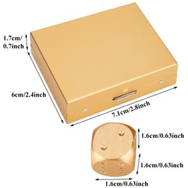 Alomejor Metal Dice, Set of 5, 6 Sides, Set of 5, Includes Exclusive Case, For Casinos, Dice Games, Interior Decoration, Objects (Gold Color, True Square Box)