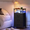 Somdot Black Nightstand with Charging Station and LED Light for