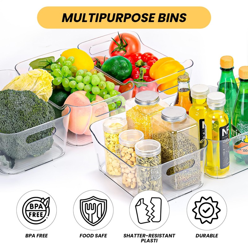 CiWiVOKi Clear Plastic Storage Bins, Set of 12, Multi-Use Organization