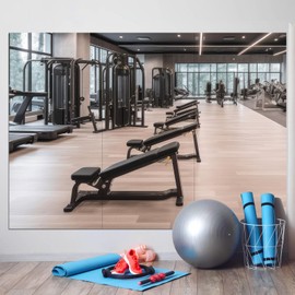 Briwooody 3 Pcs Home Gym Mirror 48 x 24 Inch Acrylic Full Length Mirror Frameless Large Full Body Wall Mounted for Yoga, Fitness, Garage, Dance Studio, Home, Gym, Bedroom