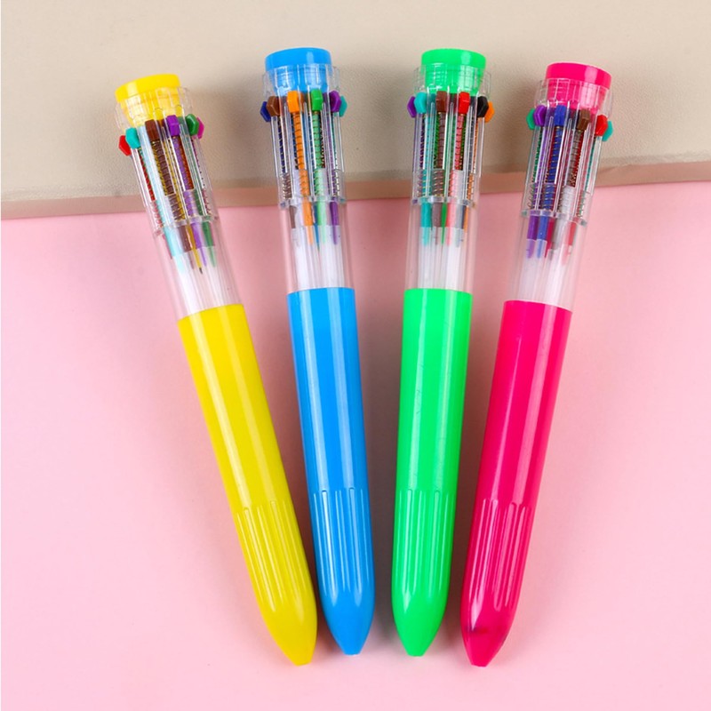 HeTaoCat Multicolor Pens 3 Pack 0.5mm 10-in-1 Retractable Ballpoint Pens