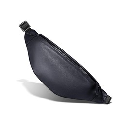 MURA Men's Body Bag, One Shoulder Bag, Waist Pouch, Genuine Leather, YKK, navy