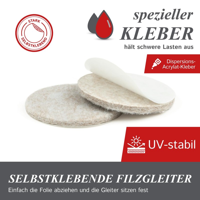 3 Inch Diameter Heavy Duty Felt Pads - Tan, 12